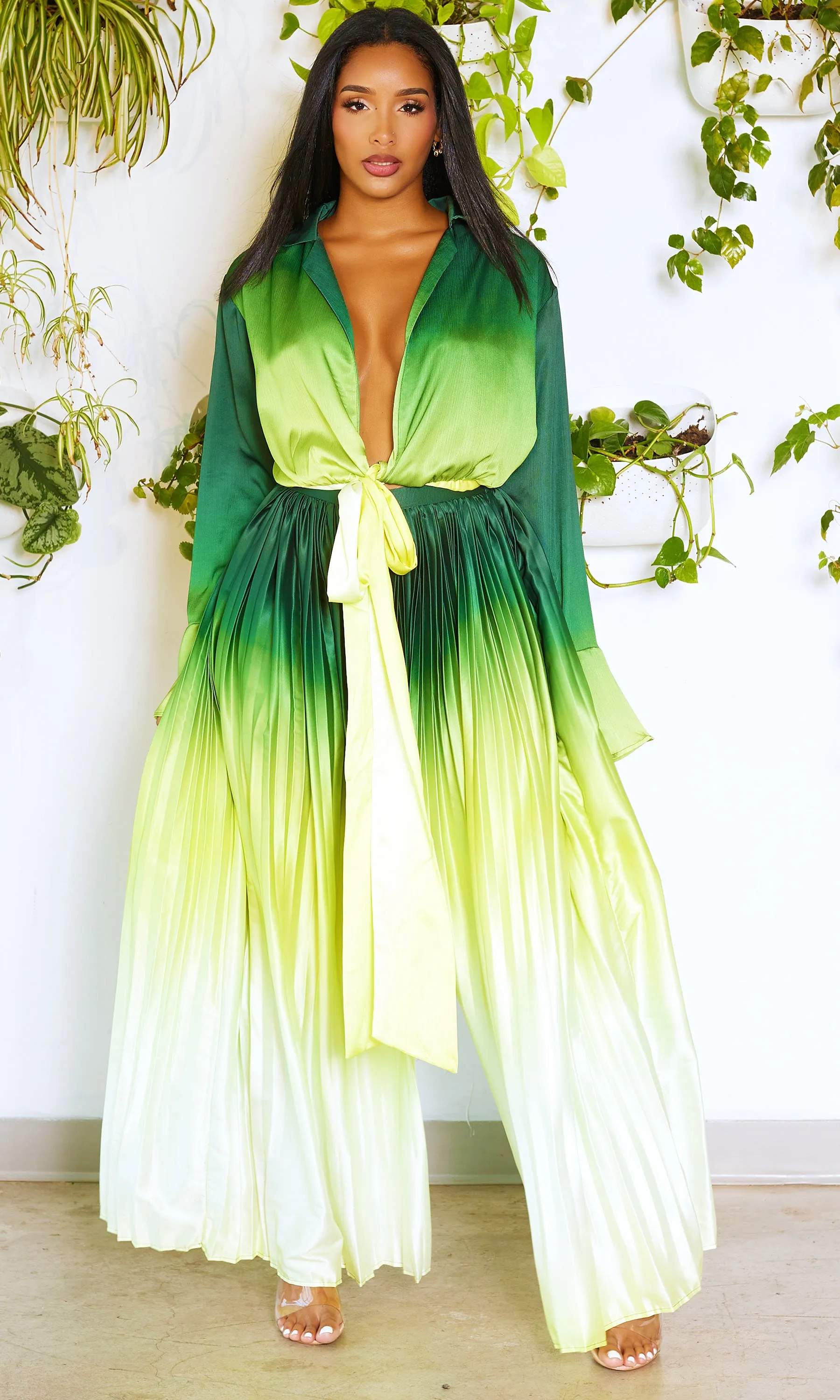 OMG | Ombre Pleated Pants Set - Green FINAL SALE
