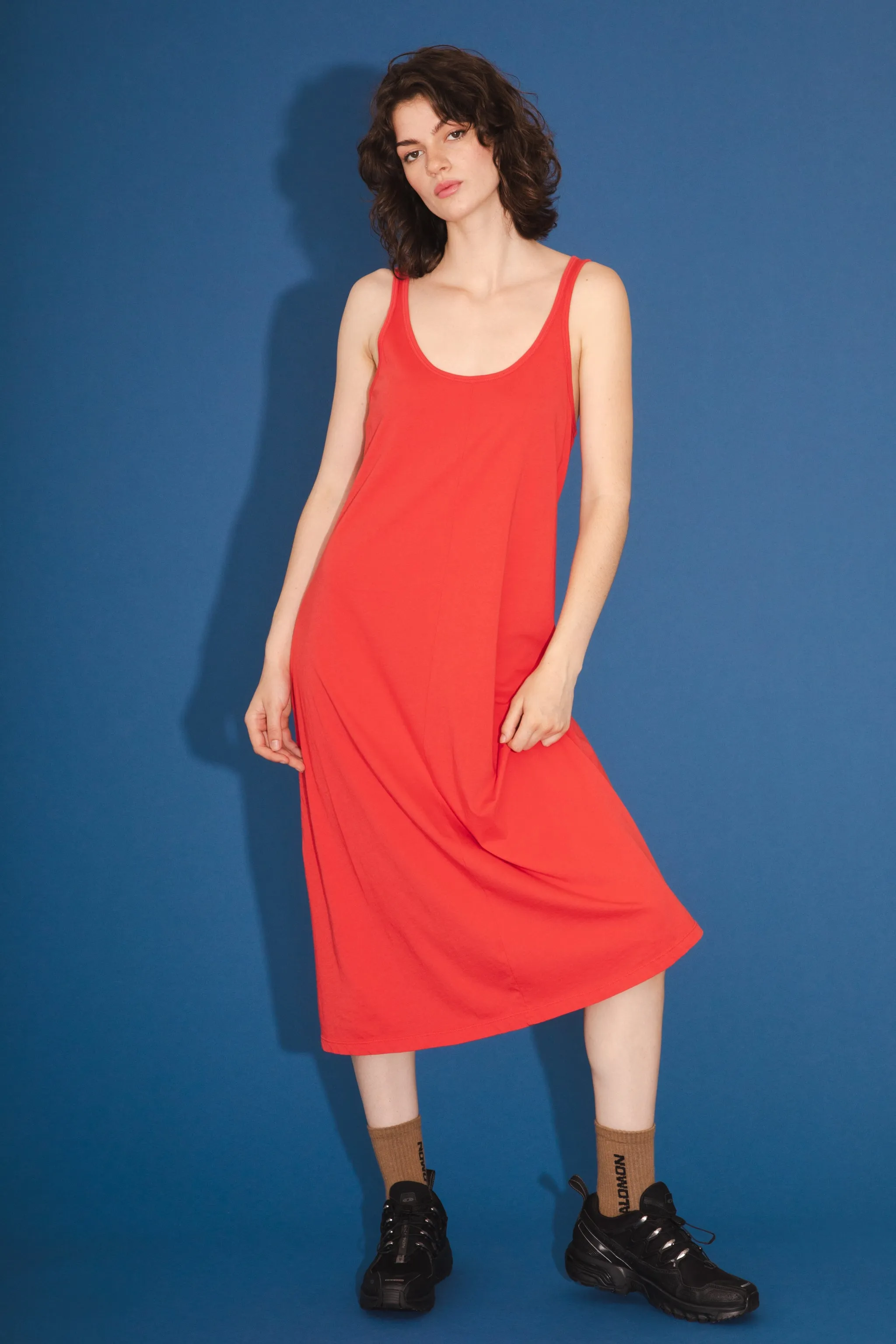 Organic Tank Dress in Cherry