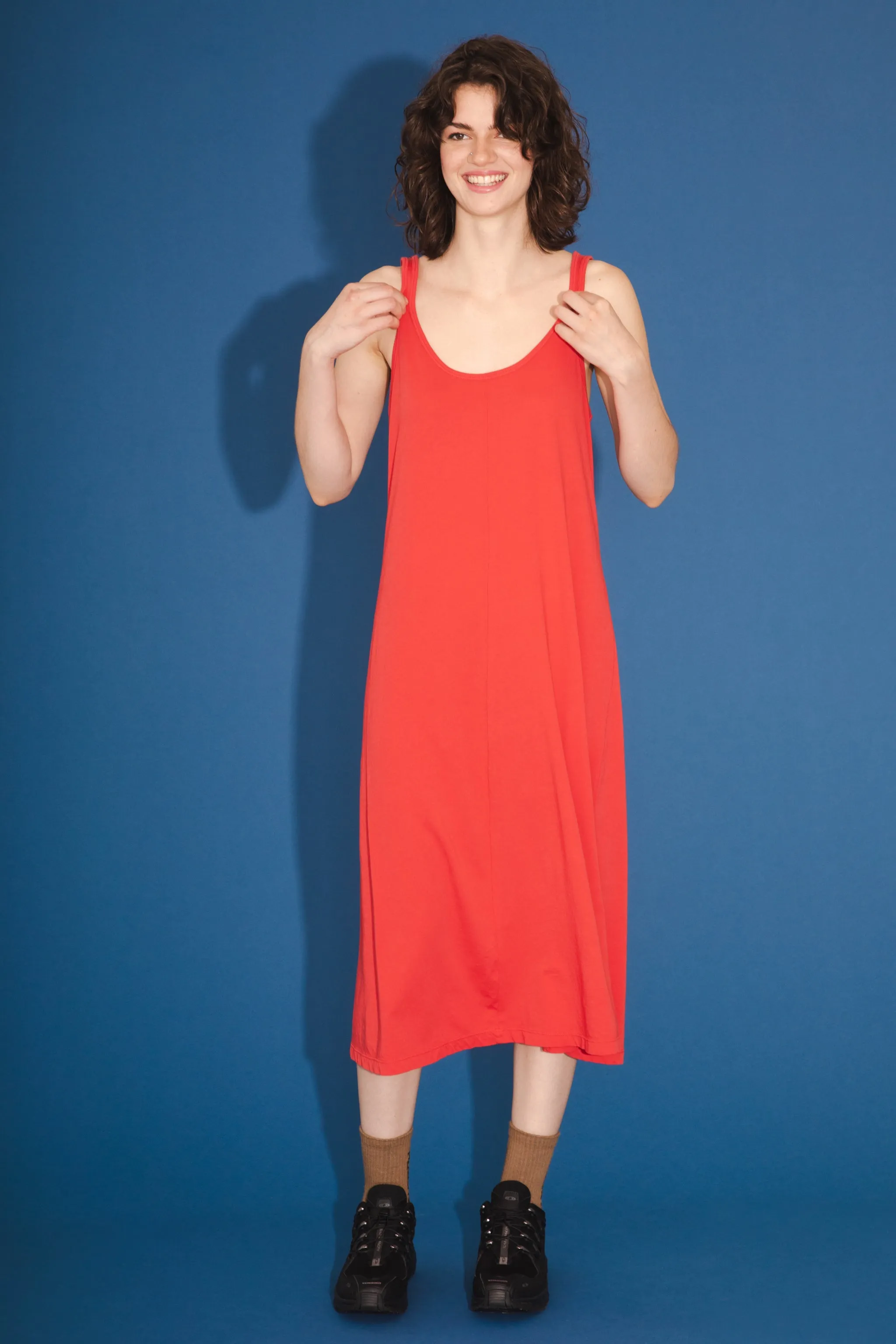 Organic Tank Dress in Cherry