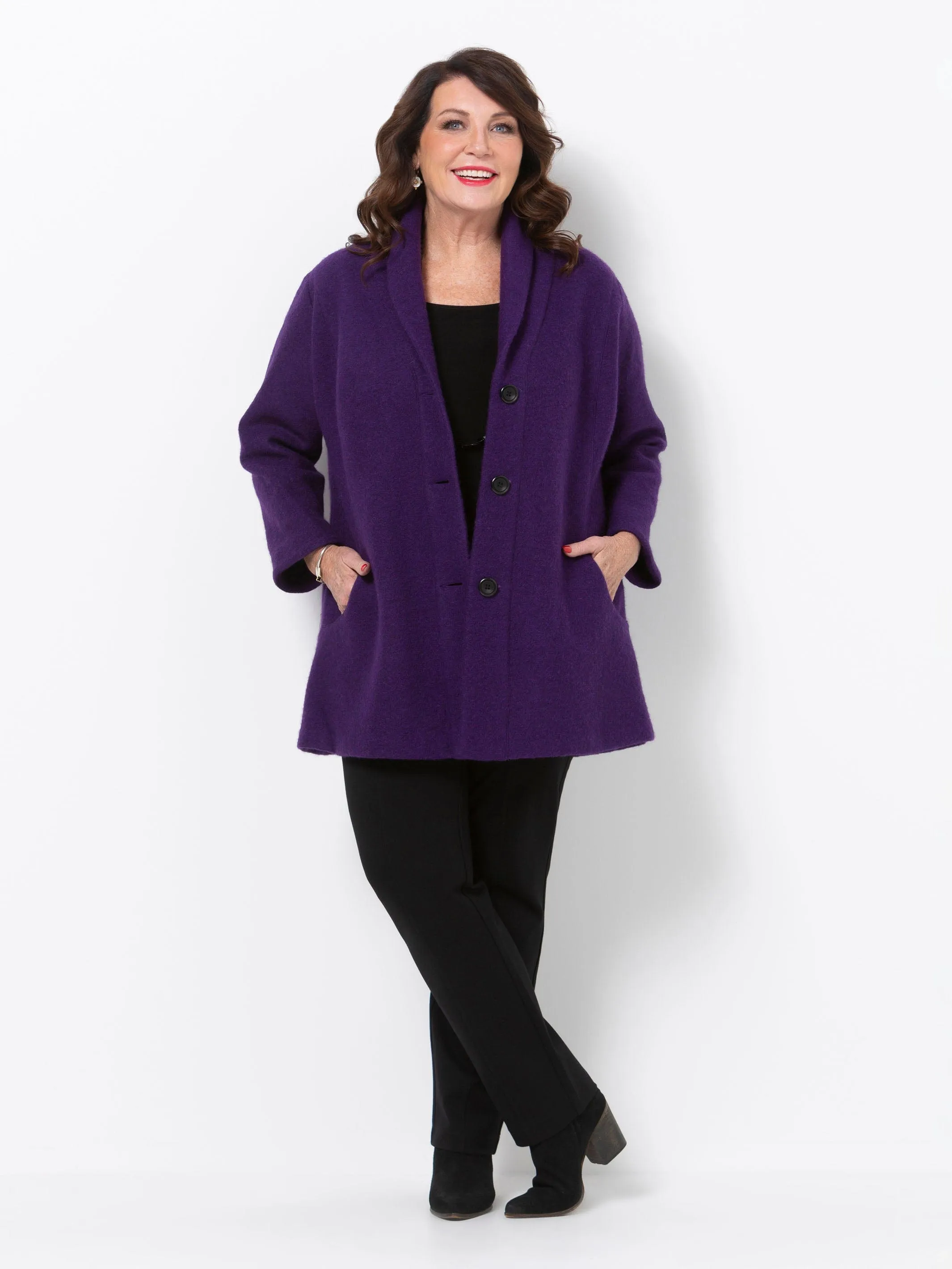 Purple Furpile Roll Collar Jacket