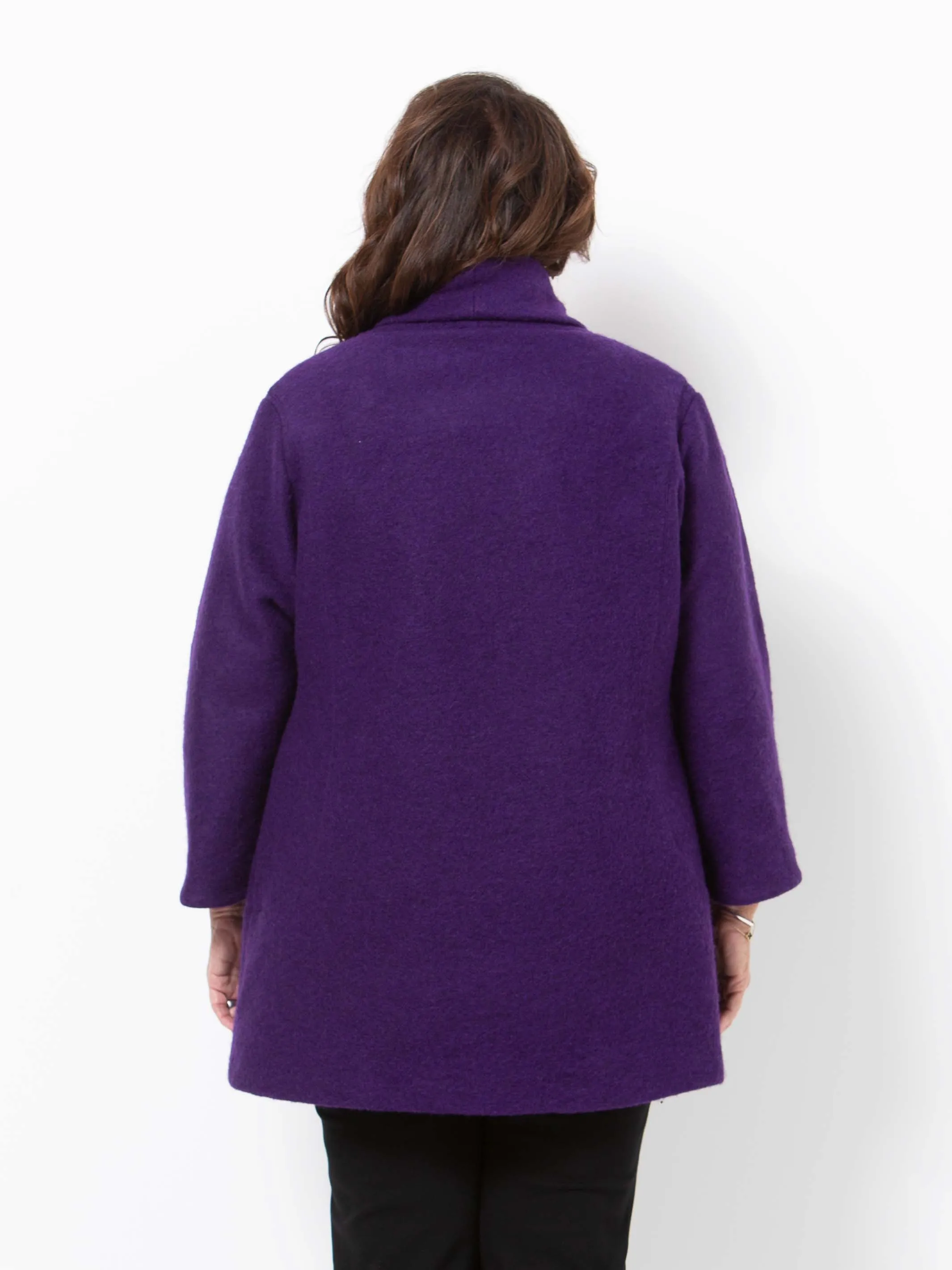 Purple Furpile Roll Collar Jacket