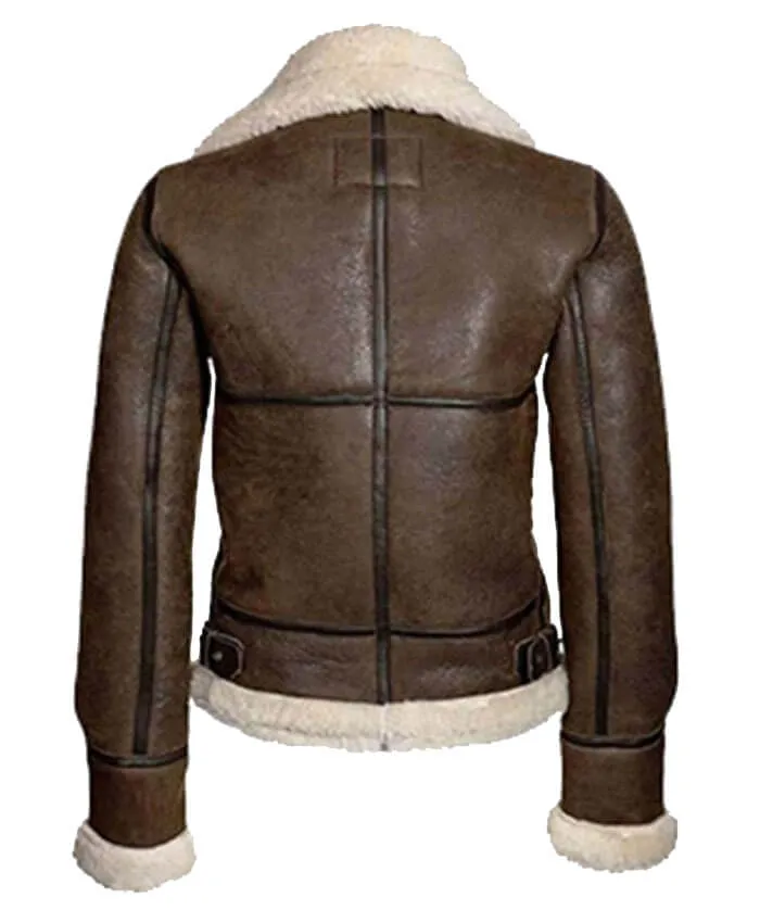 RE4 Remake Leon Kennedy Women Shearling Leather Jacket