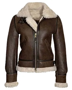 RE4 Remake Leon Kennedy Women Shearling Leather Jacket