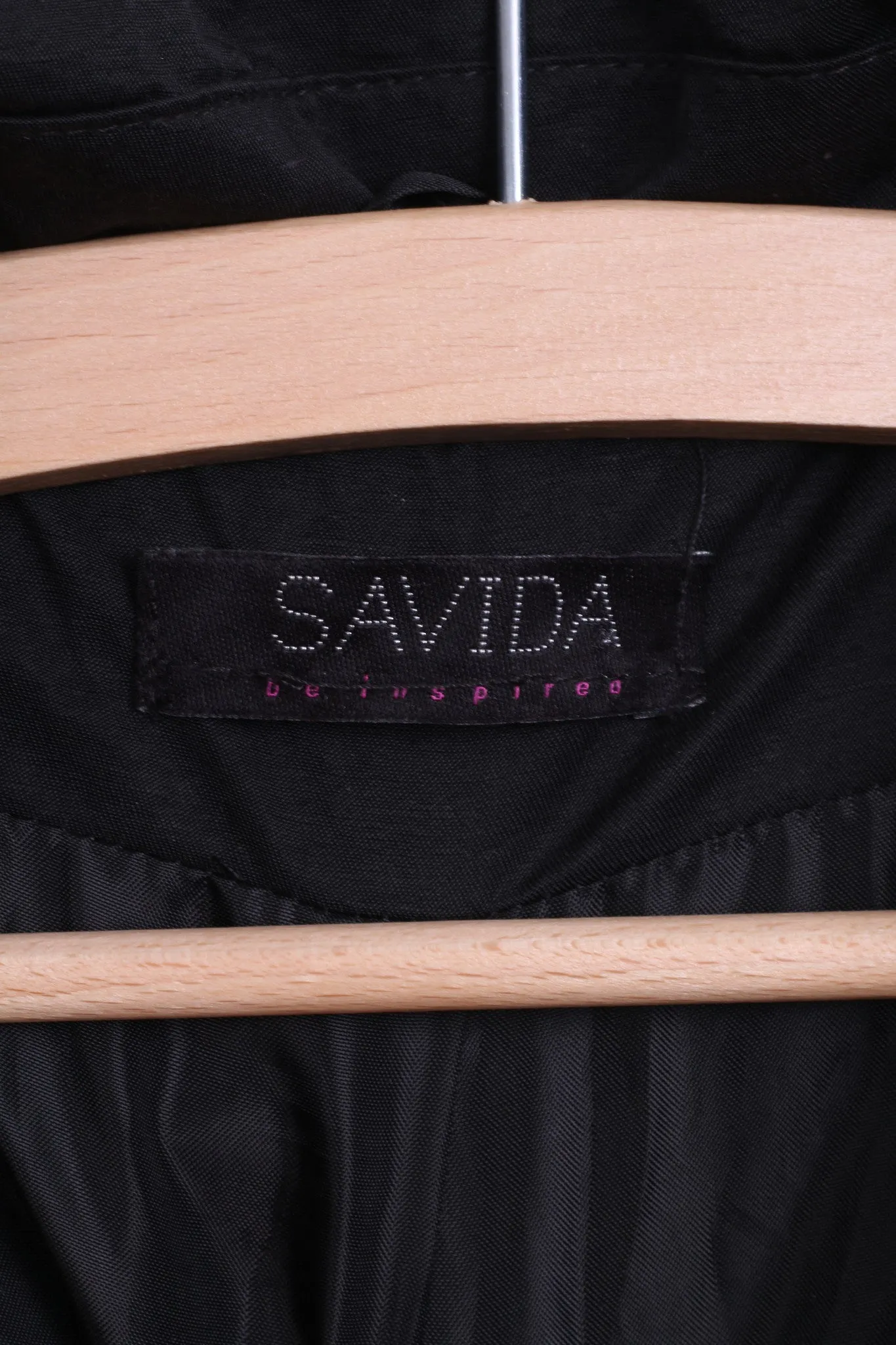 SAVIDA Womens 38 M Coat Trench Double Breasted Black Cotton Nylon