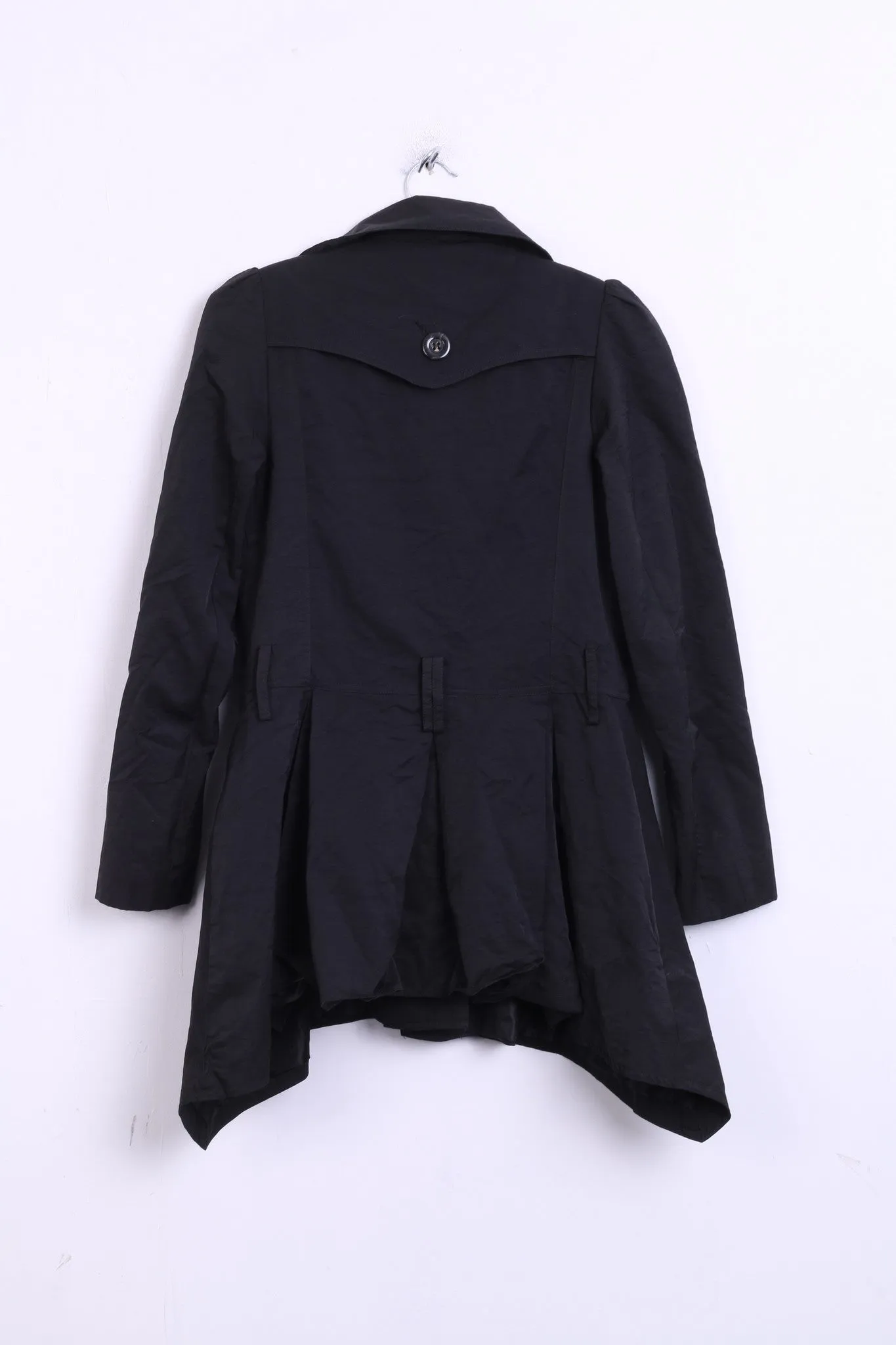 SAVIDA Womens 38 M Coat Trench Double Breasted Black Cotton Nylon