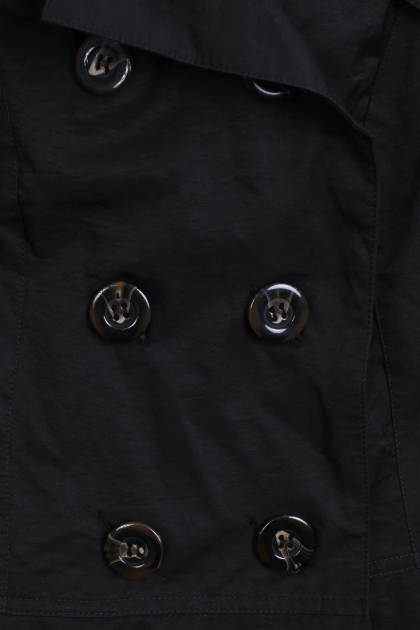 SAVIDA Womens 38 M Coat Trench Double Breasted Black Cotton Nylon