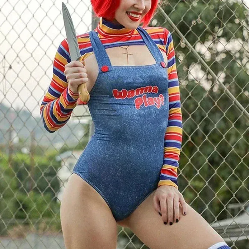 Scary Killer Wanna Doll Chucky Play Nightmare Halloween Movie Dress-up