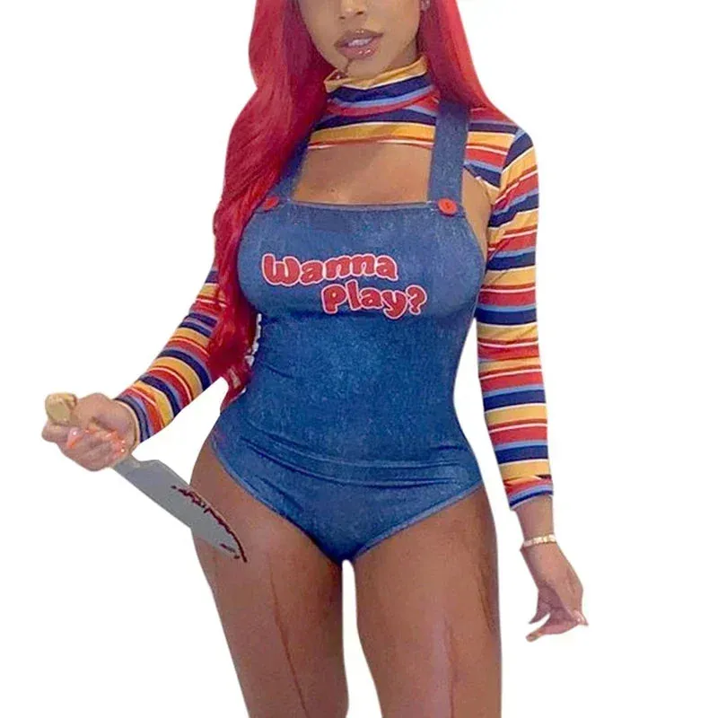 Scary Killer Wanna Doll Chucky Play Nightmare Halloween Movie Dress-up
