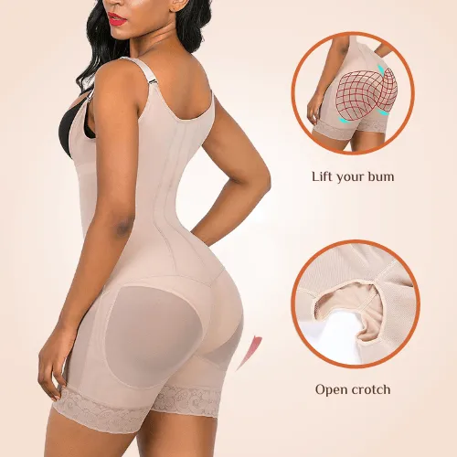 Sculpting Mid Thigh Slimming Seamless Bodysuit Zipper