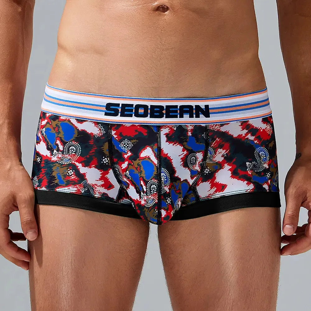 SEOBEAN Men's Camouflage Trunks - Low-Rise, Single-Layer Boxer Briefs