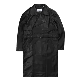 Slim Trench Coat Black Leather
