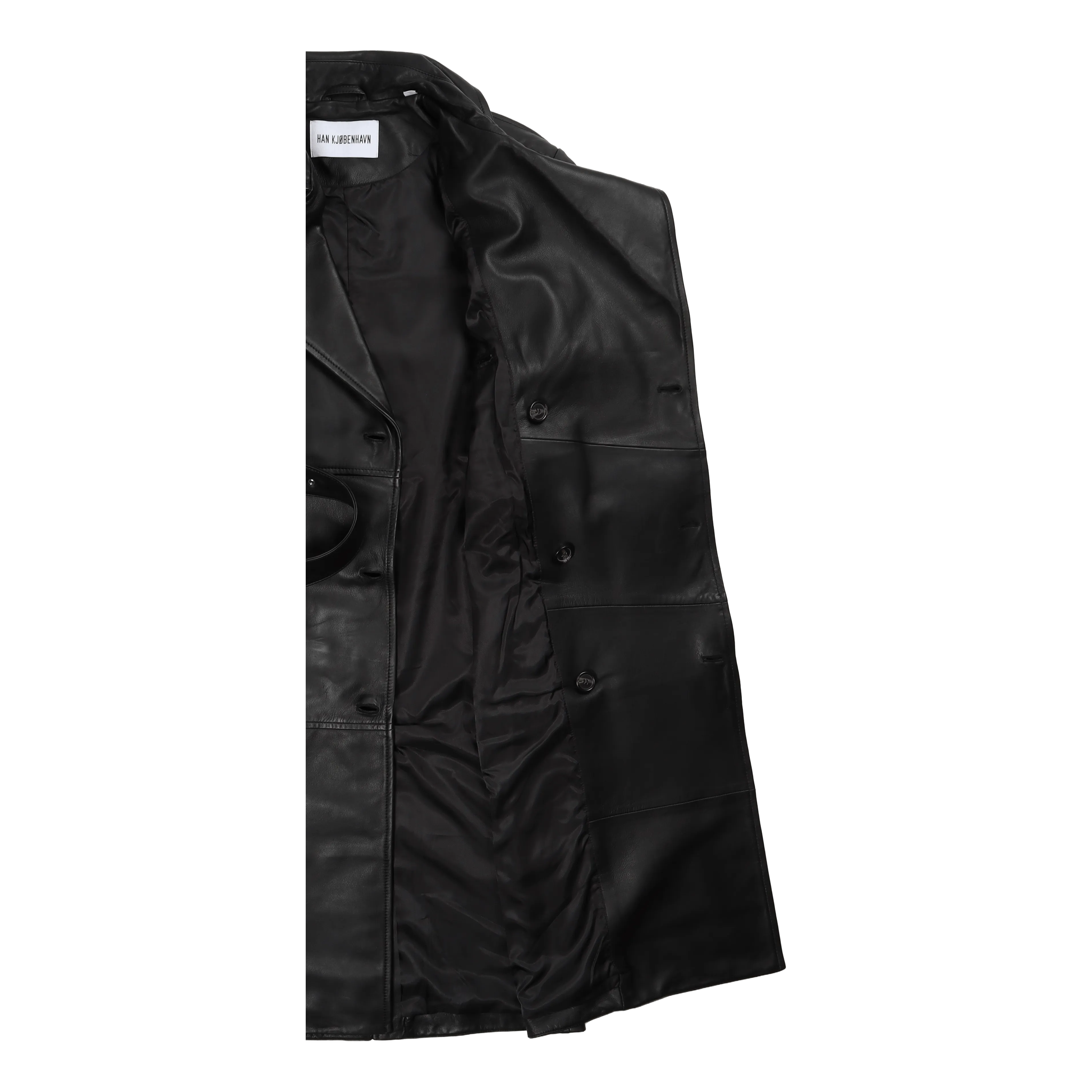 Slim Trench Coat Black Leather