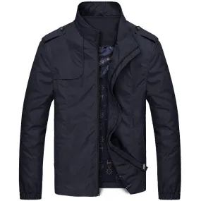 Stand-up Collar Slim Fit Thin Trench Coat Fleece-lined Thickened Jacket