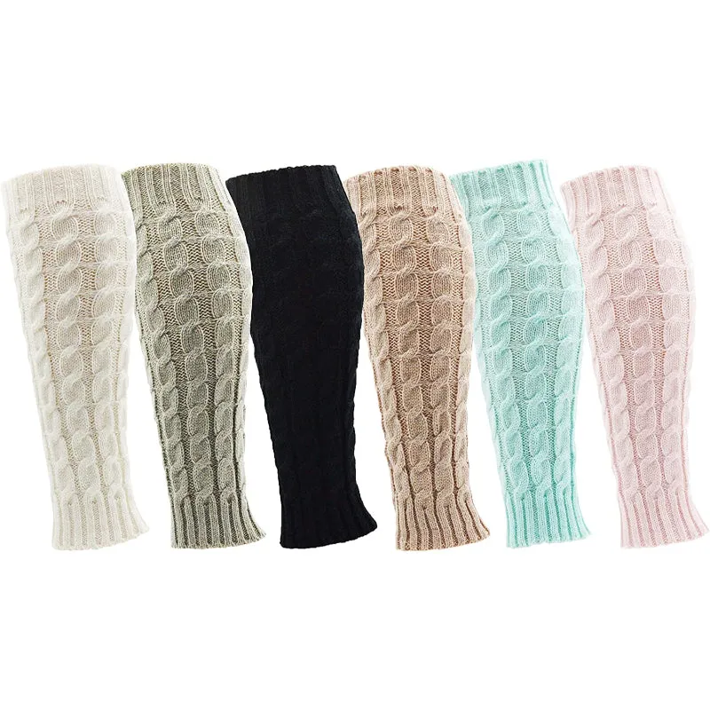 The Leg Warmers for Women, 6 Pairs Knee High Cable Knit Warm Thermal Acrylic Winter Sleeve