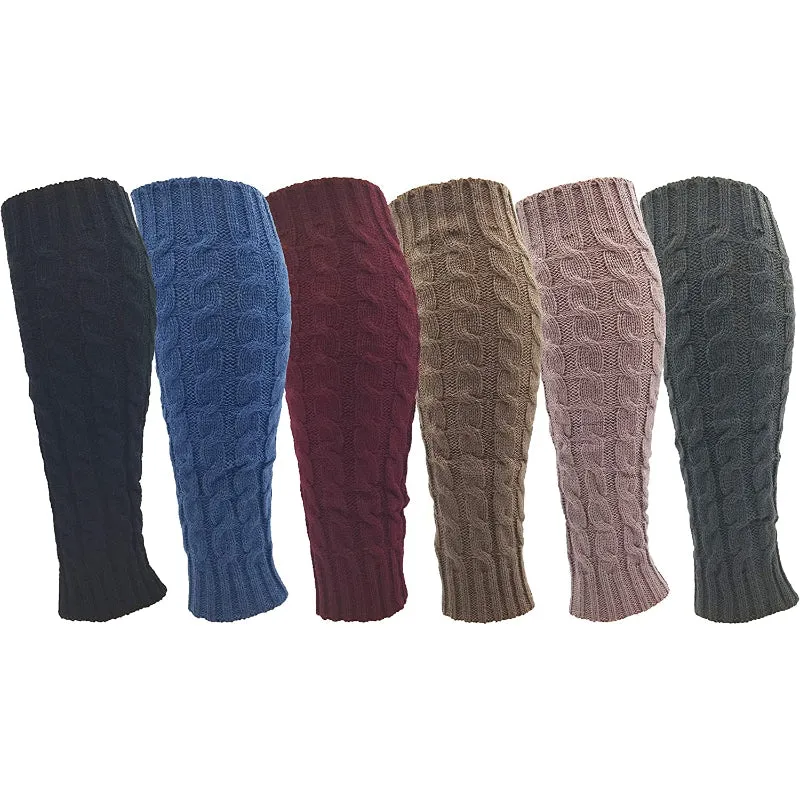 The Leg Warmers for Women, 6 Pairs Knee High Cable Knit Warm Thermal Acrylic Winter Sleeve