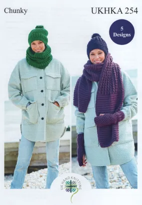UKHKA 254 Knitting Pattern - Ladies Winter Chunky Accessories