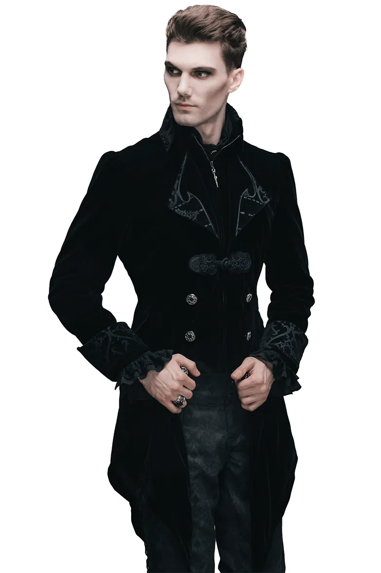 US SALE of Steampunk Black Male Velvet Coat / Renaissance Costume