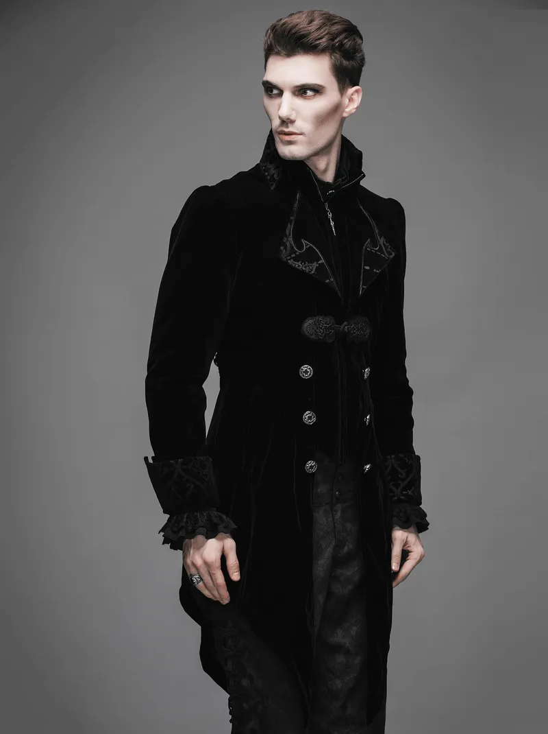 US SALE of Steampunk Black Male Velvet Coat / Renaissance Costume