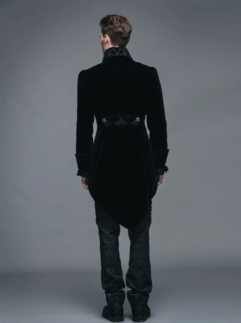 US SALE of Steampunk Black Male Velvet Coat / Renaissance Costume
