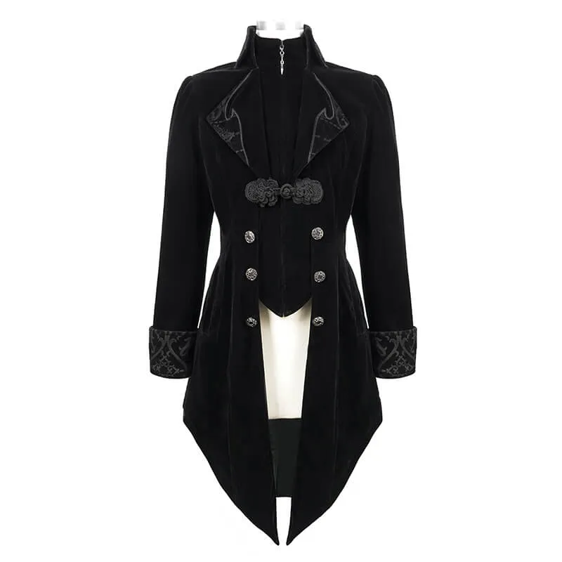 US SALE of Steampunk Black Male Velvet Coat / Renaissance Costume