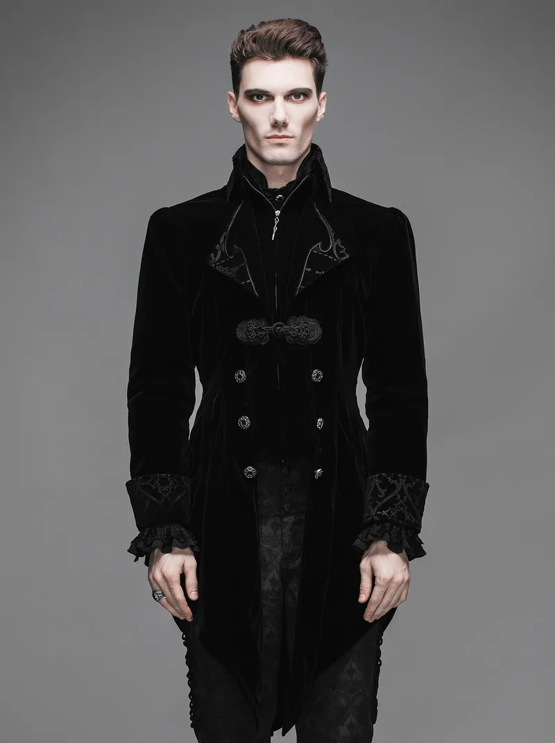 US SALE of Steampunk Black Male Velvet Coat / Renaissance Costume