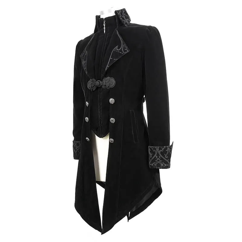 US SALE of Steampunk Black Male Velvet Coat / Renaissance Costume