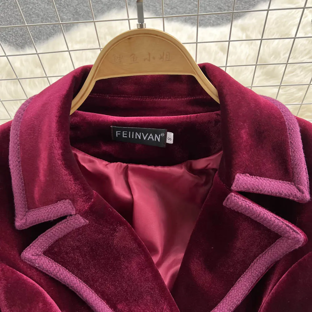 Velvet Suit Collar Trench Coat Dress