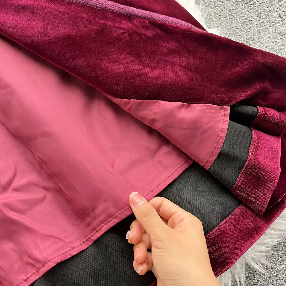 Velvet Suit Collar Trench Coat Dress