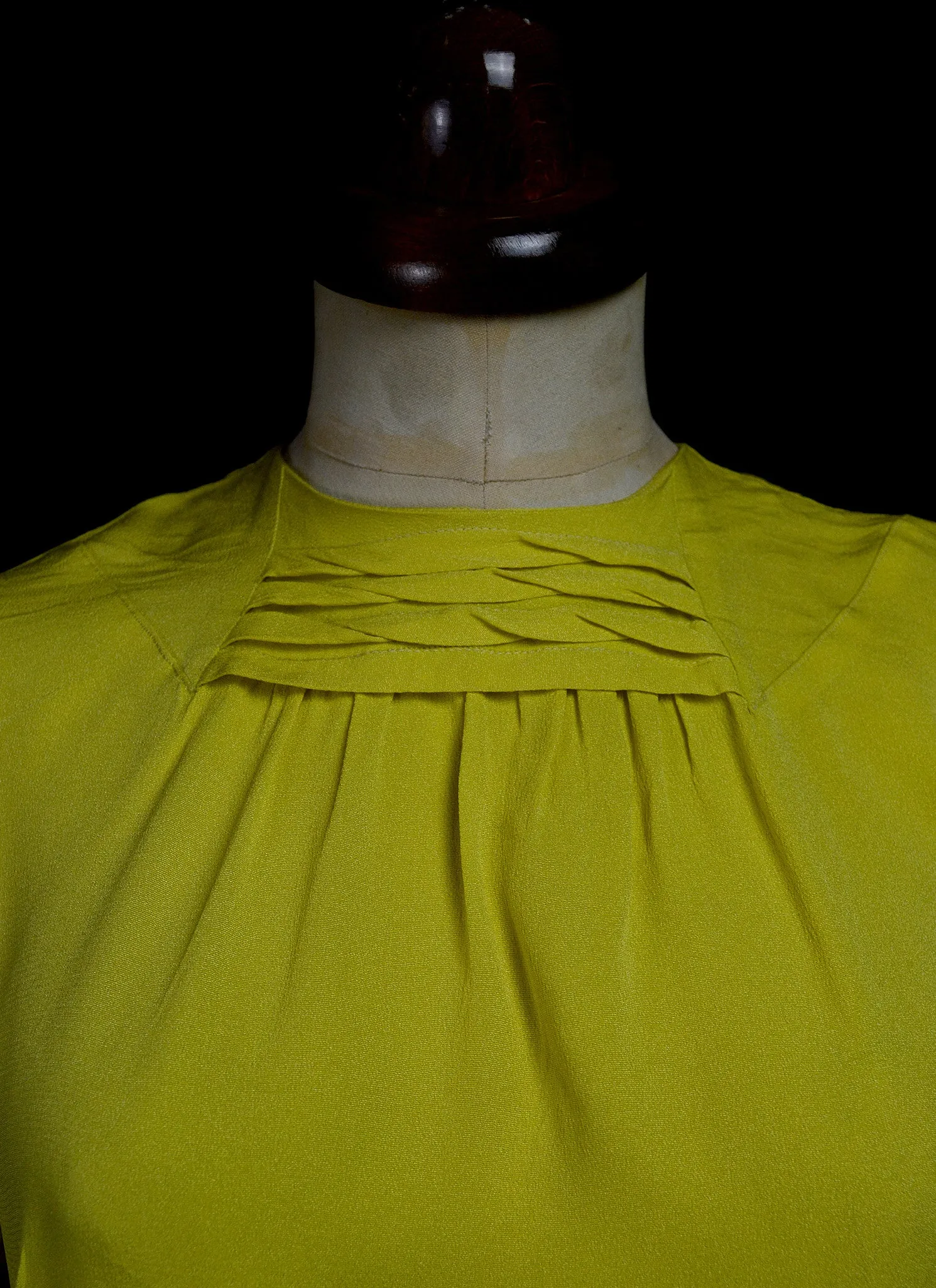 Vintage 1950s Yellow Crepe Top