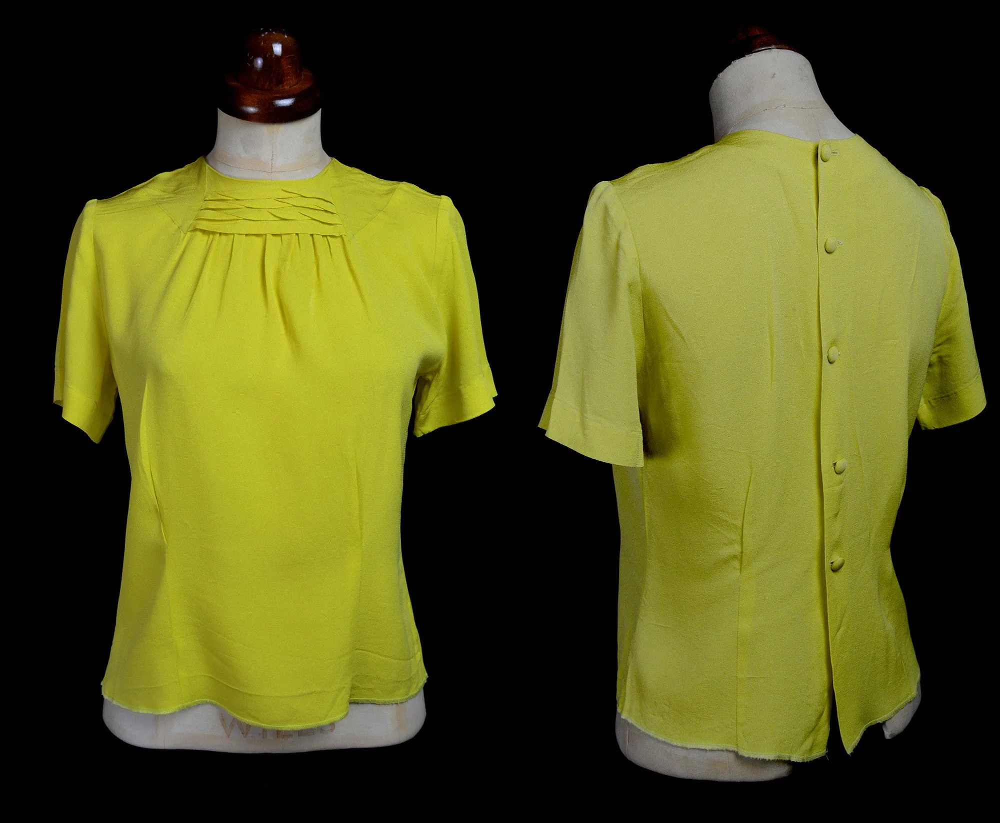 Vintage 1950s Yellow Crepe Top