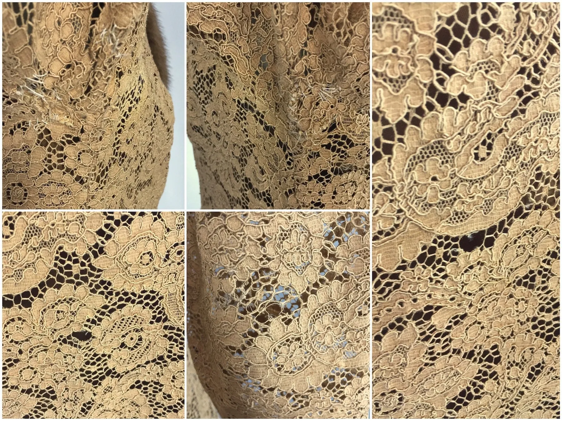 Vintage 1960s Lace Dress / Mink Fur Collar