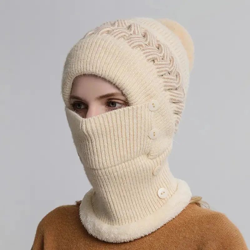 Warm Knitted Beanie Hat and Neck Warmer Set