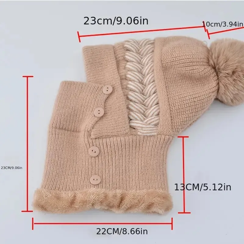 Warm Knitted Beanie Hat and Neck Warmer Set