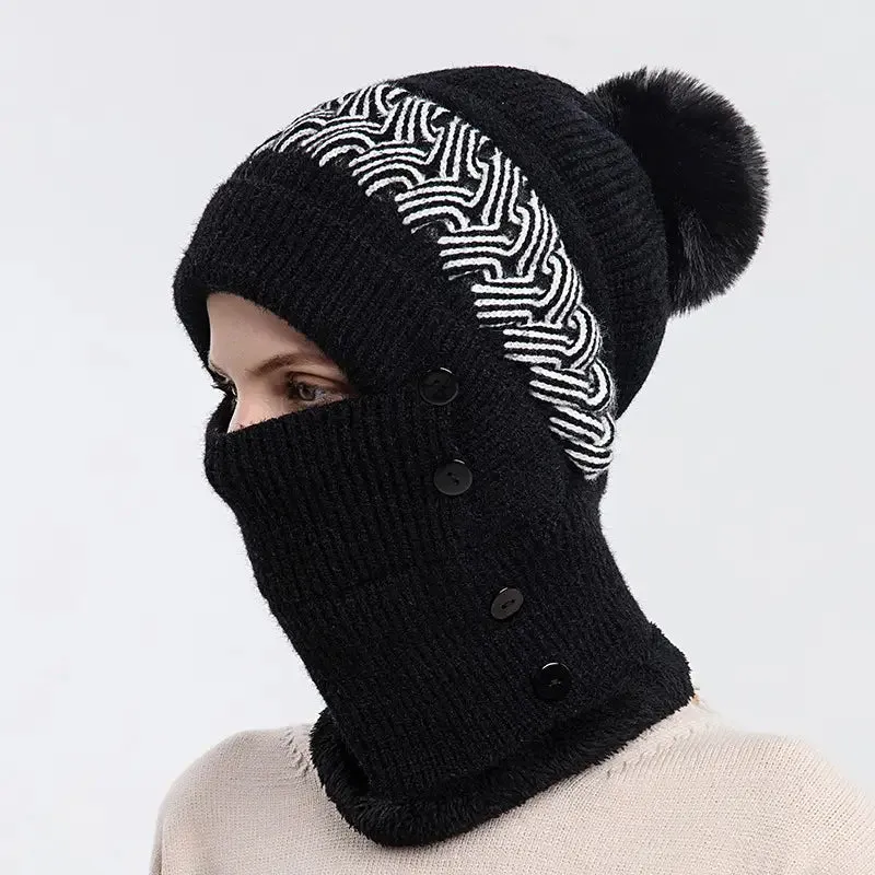 Warm Knitted Beanie Hat and Neck Warmer Set
