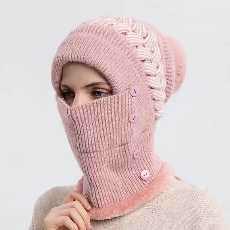 Warm Knitted Beanie Hat and Neck Warmer Set