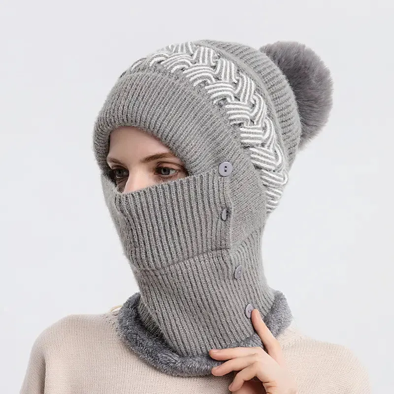 Warm Knitted Beanie Hat and Neck Warmer Set