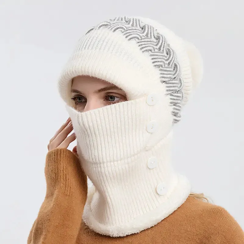 Warm Knitted Beanie Hat and Neck Warmer Set