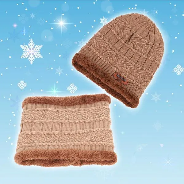 Winter Fleece Beanie Scarf Set