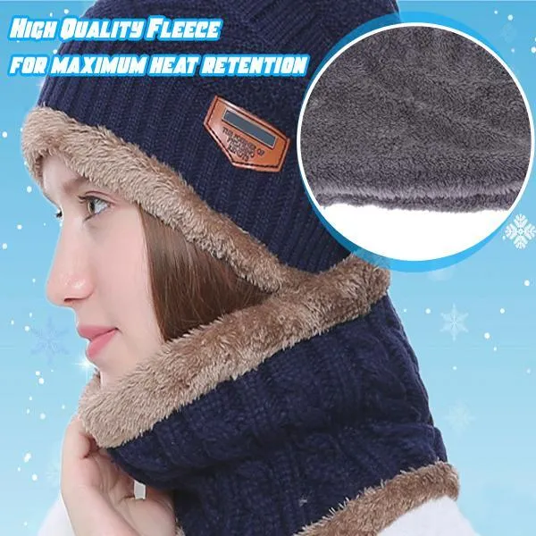 Winter Fleece Beanie Scarf Set