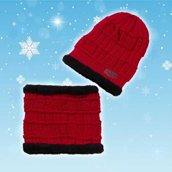 Winter Fleece Beanie Scarf Set
