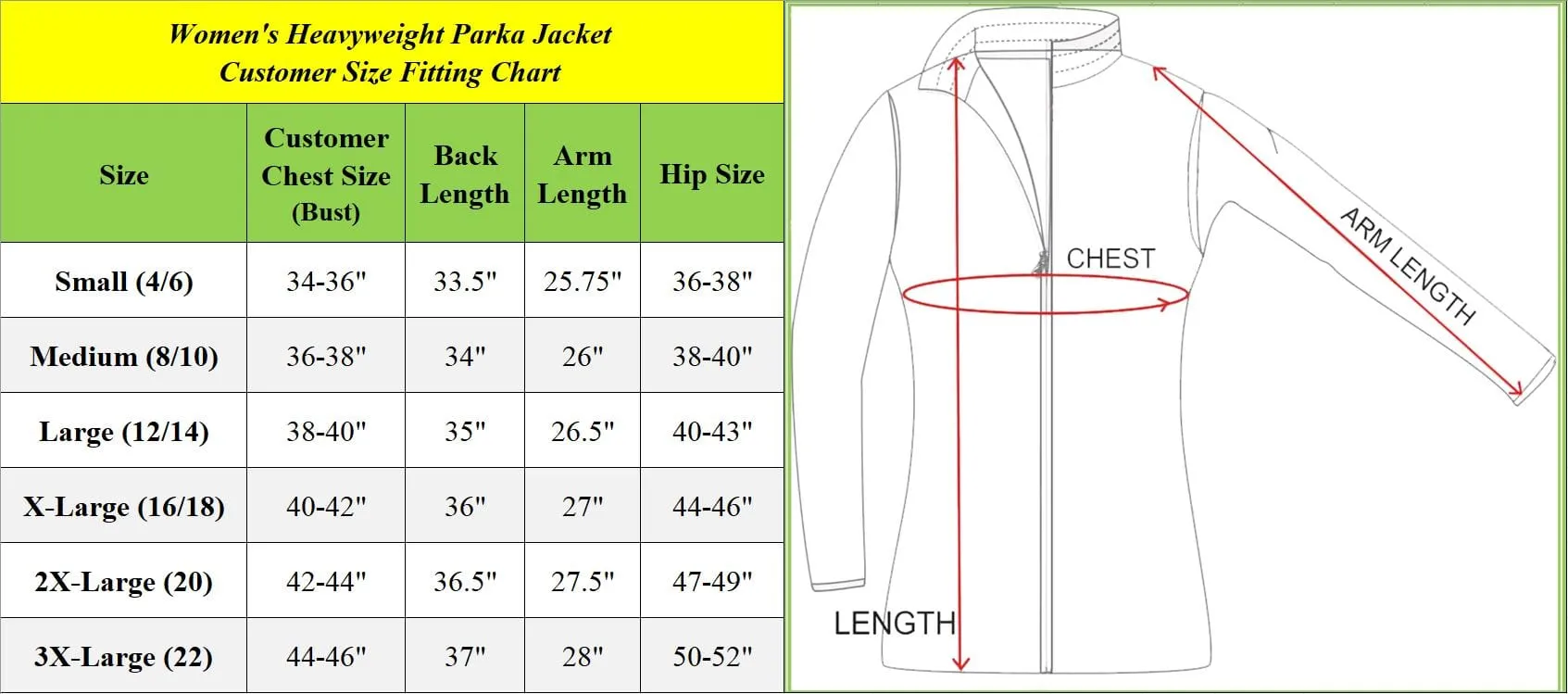 Women's Heavyweight Parka Jacket with Detachable Hood