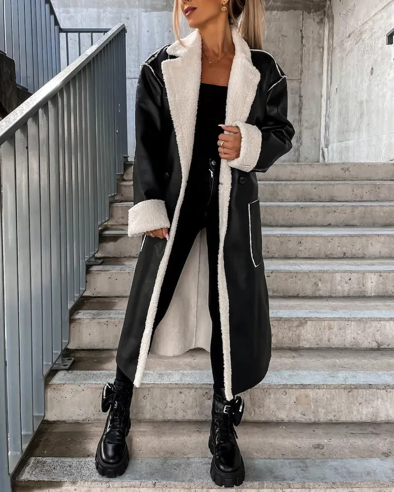 Women's Thick Windproof Belted Long Trench Coat Outerwear