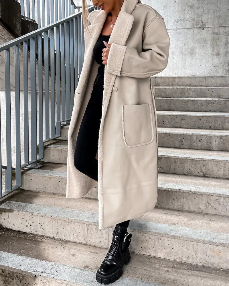 Women's Thick Windproof Belted Long Trench Coat Outerwear