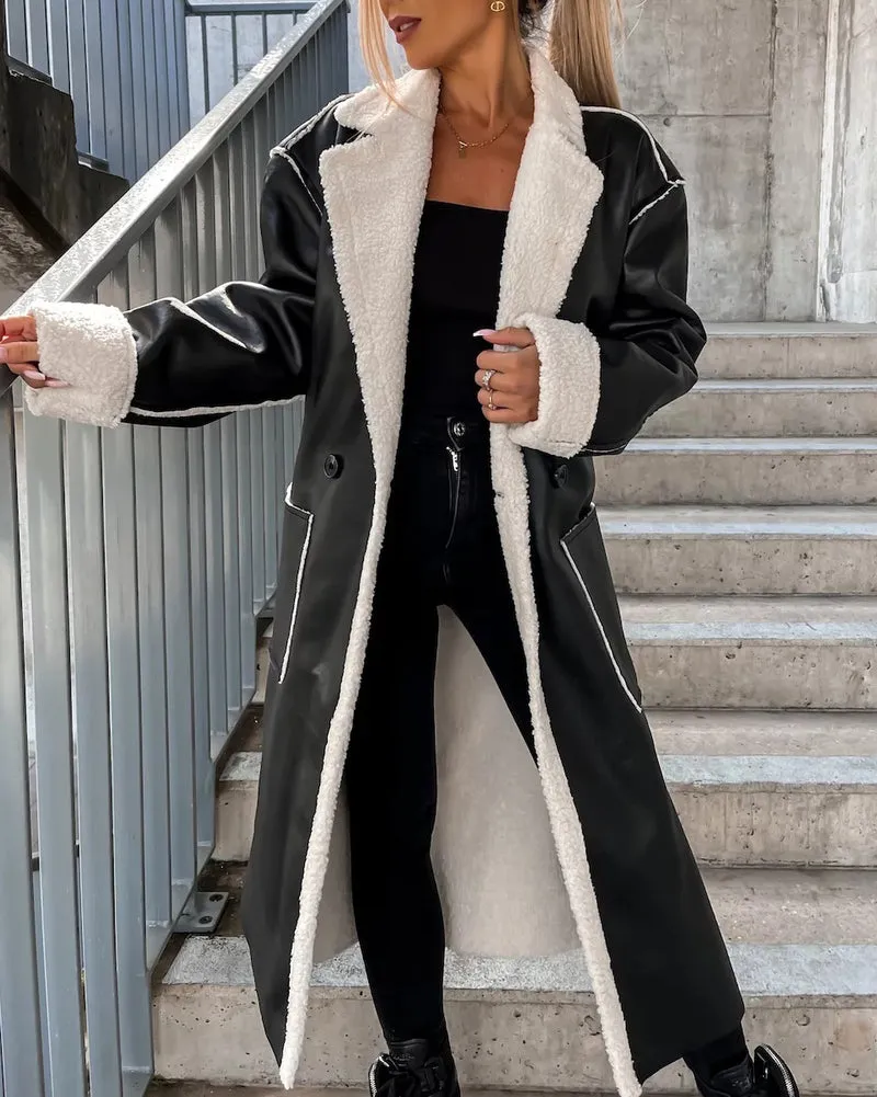 Women's Thick Windproof Belted Long Trench Coat Outerwear
