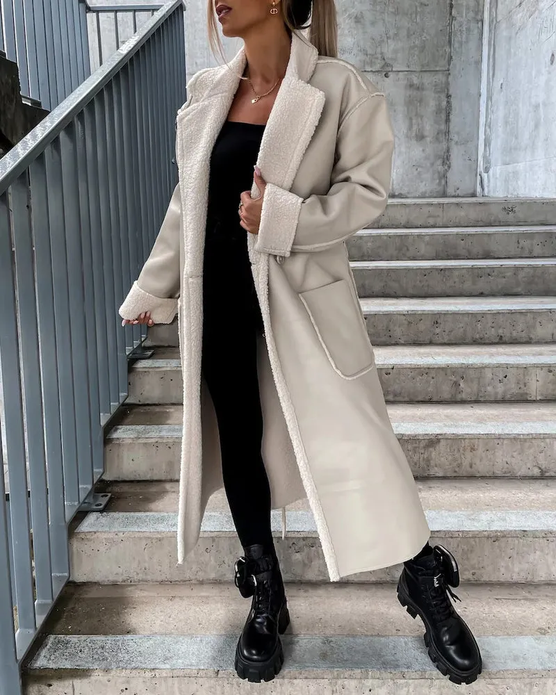 Women's Thick Windproof Belted Long Trench Coat Outerwear