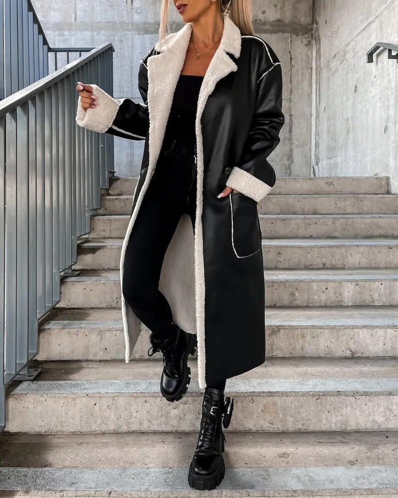 Women's Thick Windproof Belted Long Trench Coat Outerwear