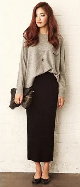 Women's Winter Vintage Elastic Waist Woolen Long Skirt