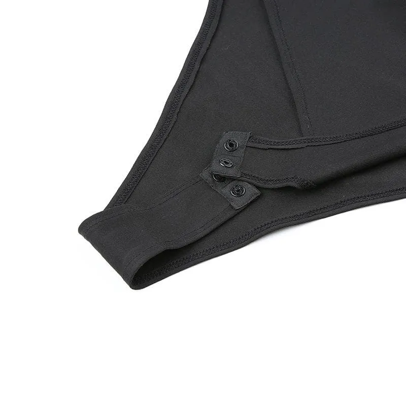Zip-up "ROCK" pattern high neck long sleeve bodysuit